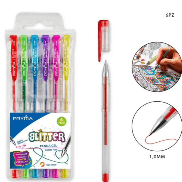 Pryma - Penna Gel Glitter 6pz